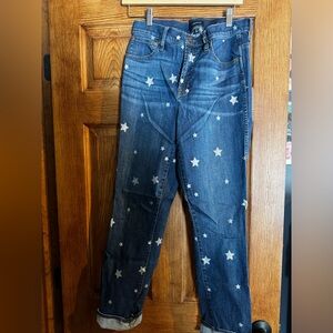 J. Crew Blue Star-Patterned Women's Straight Leg Jeans